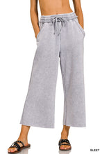 Load image into Gallery viewer, Acid Wash Fleece Palazzo Cropped Pant (9 Colors)