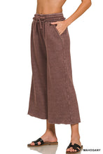 Load image into Gallery viewer, Acid Wash Fleece Palazzo Cropped Pant (9 Colors)
