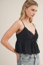 Load image into Gallery viewer, Pintuck Eyelet Peplum Cami