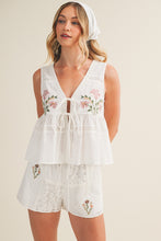 Load image into Gallery viewer, Embroidered Floral Peplum Top