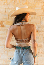 Load image into Gallery viewer, Buck-stitch Woven Halter Top