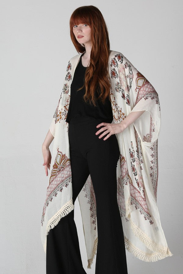 Crochet Lace Hem Kimono