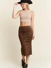 Load image into Gallery viewer, Leopard Suede Midi Skirt
