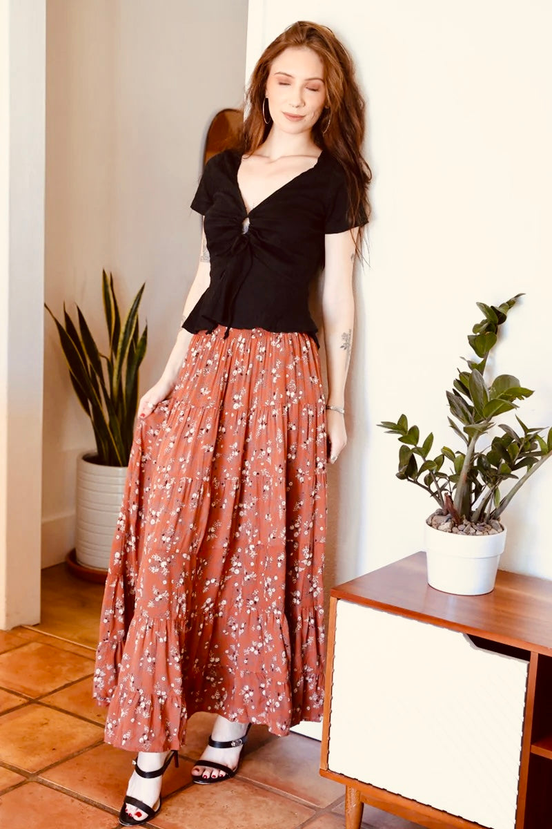 Ditsy Smoked Maxi Skirt