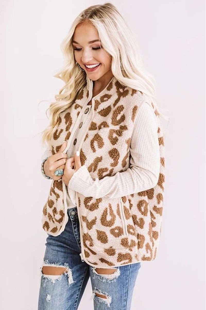 Leopard Sherpa Vest