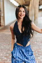 Load image into Gallery viewer, Halter Stretch Denim Corset (2 Colors)
