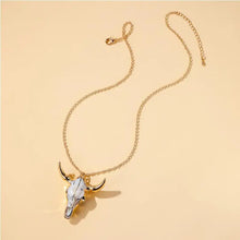 Load image into Gallery viewer, Cow Skull Pendant Necklace
