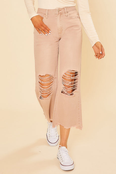 Distressed Denim Straight Jeans