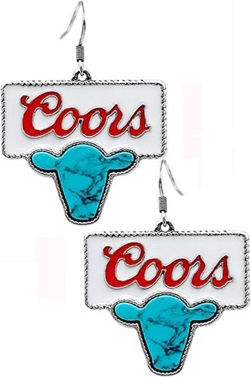 Coors Cow Earrings (More Colors Available)
