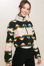 Load image into Gallery viewer, Aztec Sherpa Cropped Jacket
