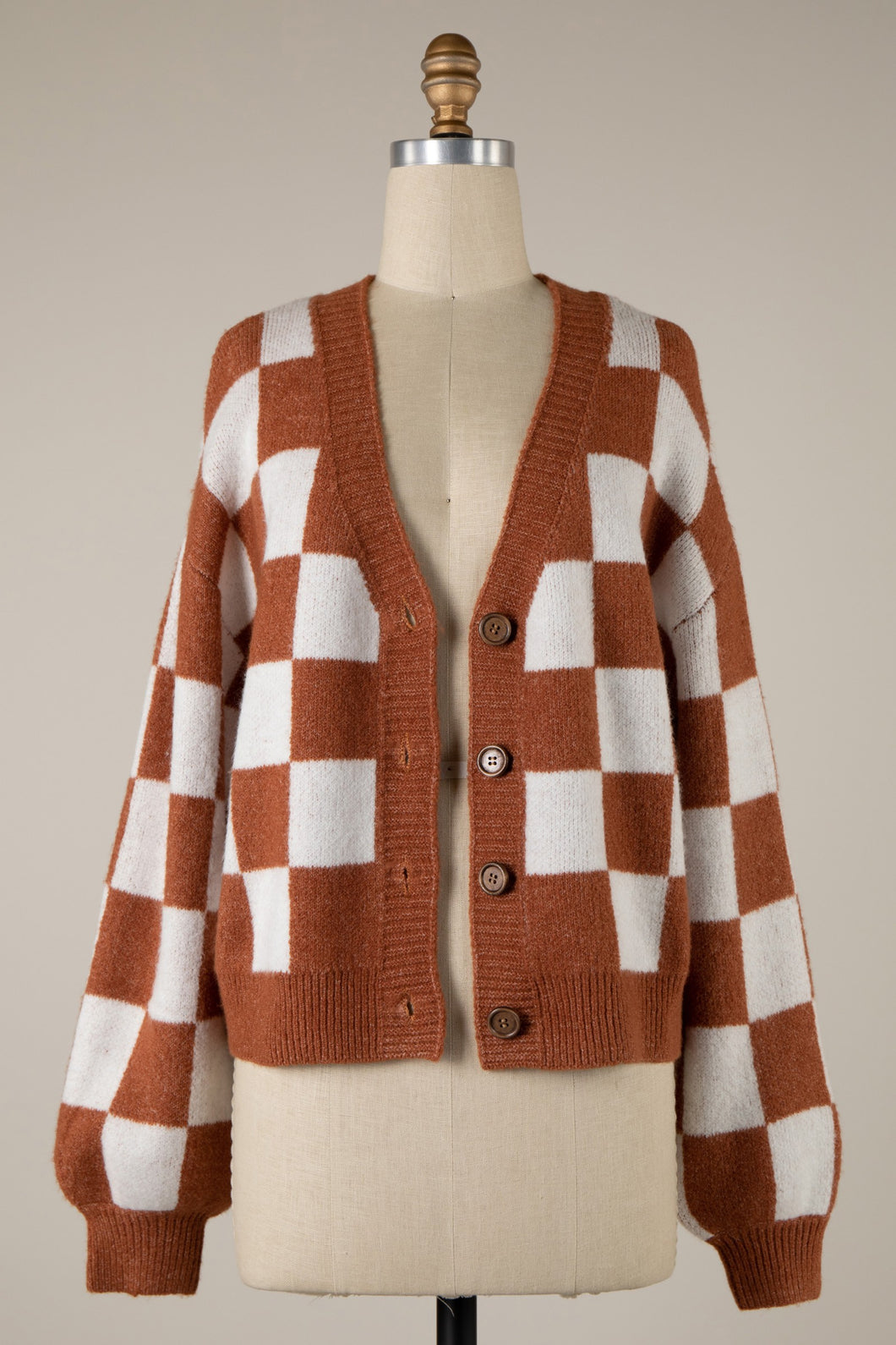 Cropped Checkered Cardigan (2 Colors)