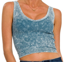 Load image into Gallery viewer, 2 Way Neckline Ribbed Cropped Tank
