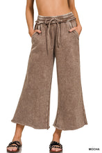 Load image into Gallery viewer, Acid Wash Fleece Palazzo Cropped Pant (9 Colors)
