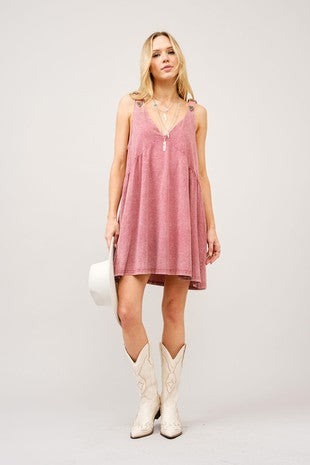 Plunge Buckle Babydoll Dress