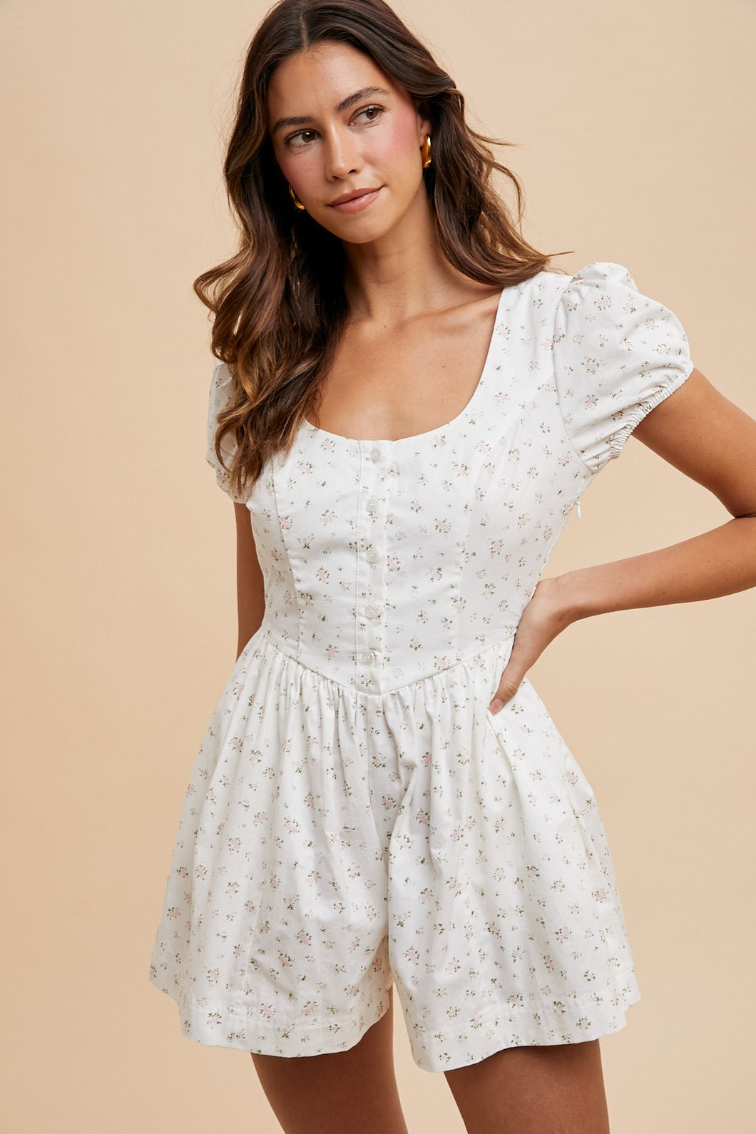 Ditsy Puff Sleeve Romper