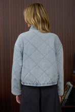 Load image into Gallery viewer, Denim Quilted Front Tie Puffer Jacket
