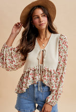 Load image into Gallery viewer, Floral Front Tie Blouse (2 Colors)
