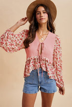 Load image into Gallery viewer, Floral Front Tie Blouse (2 Colors)
