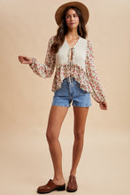 Load image into Gallery viewer, Floral Front Tie Blouse (2 Colors)

