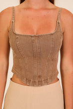 Load image into Gallery viewer, Stretchy Denim Corset Top
