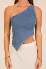 Load image into Gallery viewer, Asymmetrical Denim Corset Top (2 Colors)
