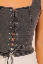 Load image into Gallery viewer, Corset Denim Top (2 Colors)
