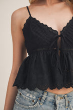 Load image into Gallery viewer, Pintuck Eyelet Peplum Cami
