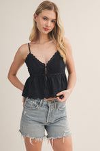 Load image into Gallery viewer, Pintuck Eyelet Peplum Cami
