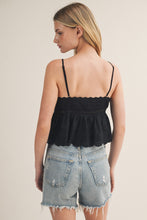 Load image into Gallery viewer, Pintuck Eyelet Peplum Cami
