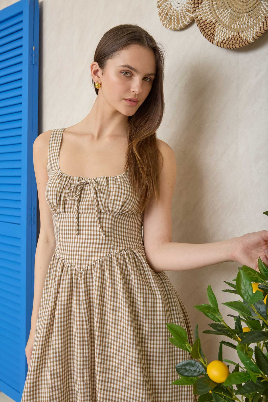 Corset Gingham Midi Dress LARGE
