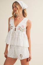 Load image into Gallery viewer, Embroidered Floral Peplum Top
