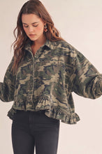 Load image into Gallery viewer, Camo Denim Ruffled Jacket
