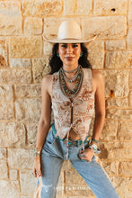 Load image into Gallery viewer, Buck-stitch Woven Halter Top
