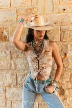 Load image into Gallery viewer, Buck-stitch Woven Halter Top

