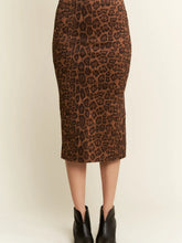Load image into Gallery viewer, Leopard Suede Midi Skirt
