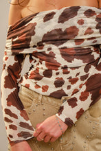 Load image into Gallery viewer, Cow Print Off Shoulder Top
