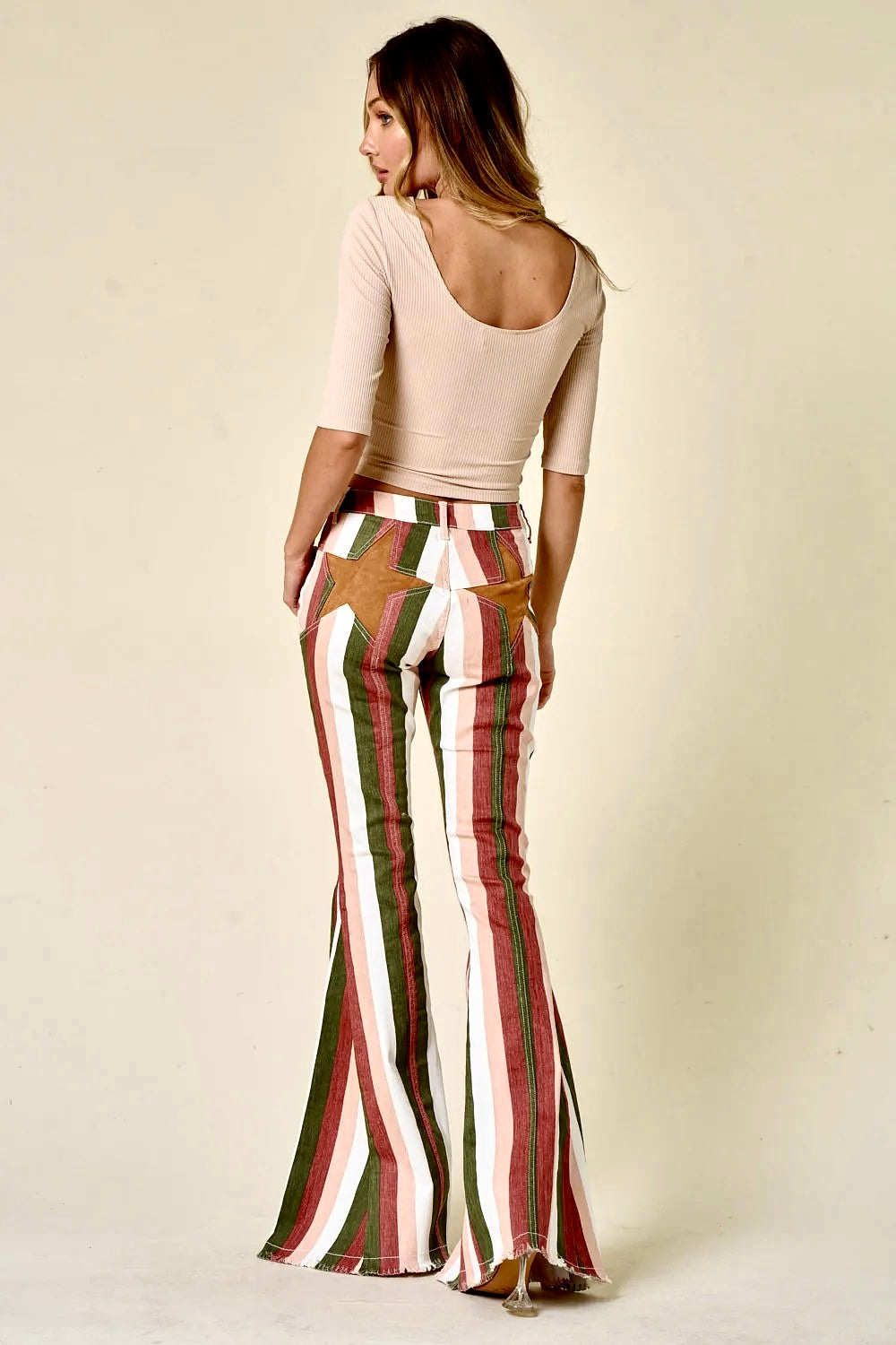 Peachy Keen Striped Flares