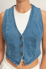 Load image into Gallery viewer, V-neck Denim Vest (2 Colors)
