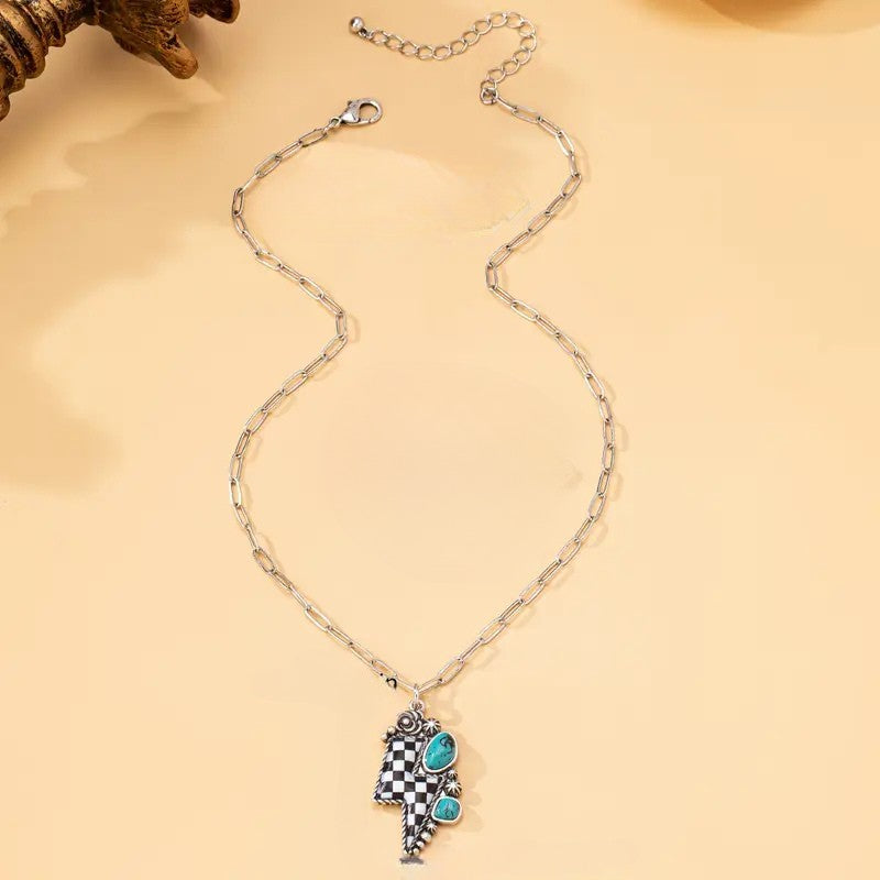 Checker Bolt Necklace