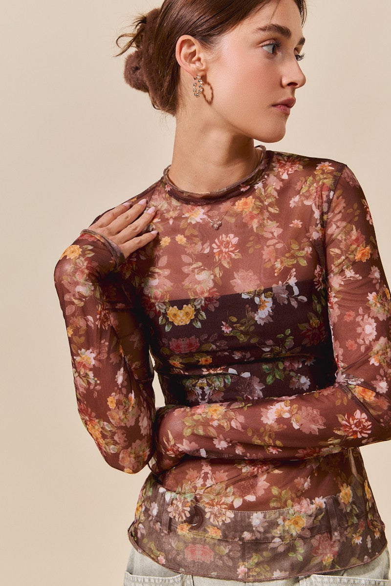 Floral Mesh Top