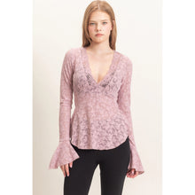 Load image into Gallery viewer, Lace Bell Sleeve Top (2 Colors)

