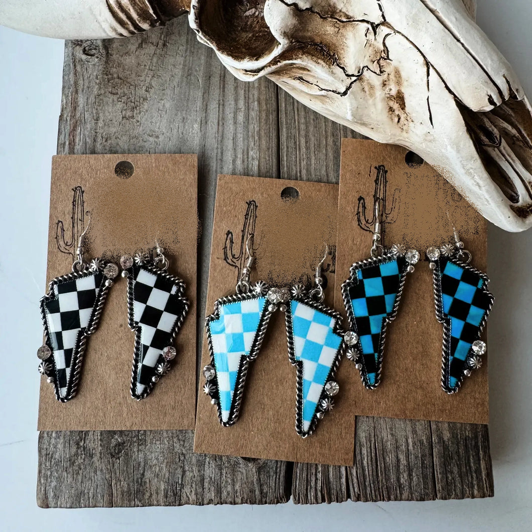 Checkered Thunder Earrings