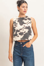 Load image into Gallery viewer, Denim Cow Print Top
