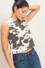Load image into Gallery viewer, Denim Cow Print Top
