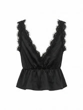 Load image into Gallery viewer, Lace Trim Peplum Top (2 Colors)
