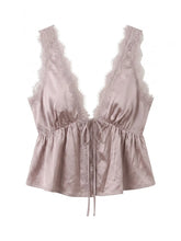 Load image into Gallery viewer, Lace Trim Peplum Top (2 Colors)

