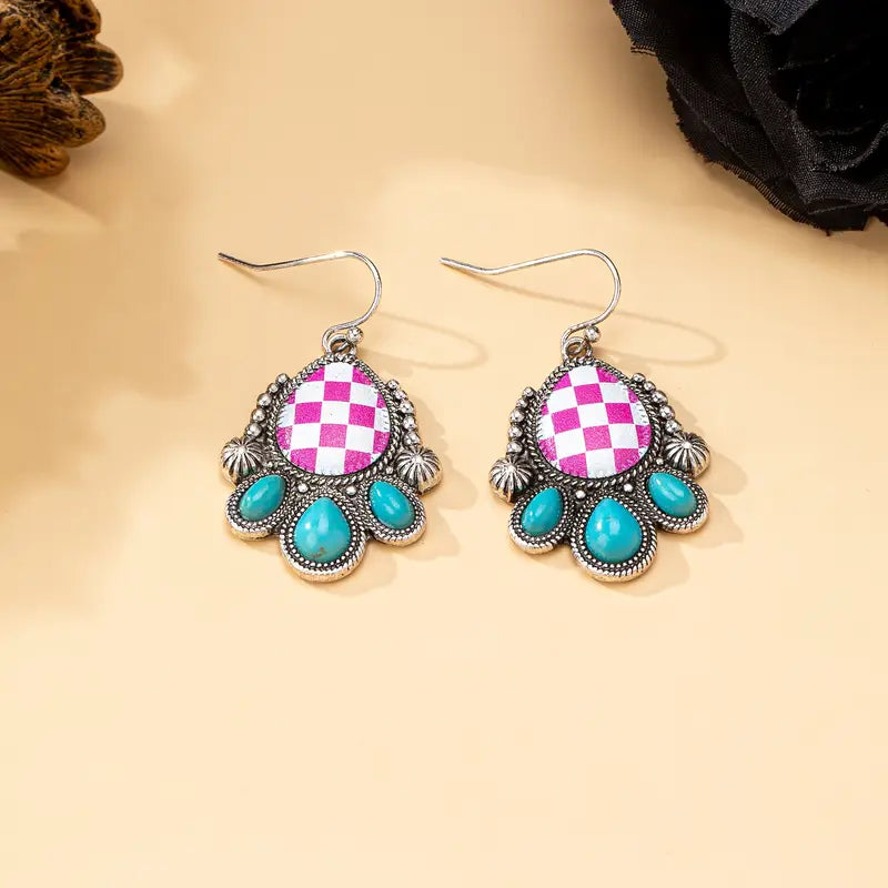 Checker Teardrop Earrings (More Colors)