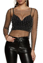 Load image into Gallery viewer, Mesh Sheer Pearl Top
