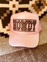 Load image into Gallery viewer, Howdy Checker Print Trucker Hat
