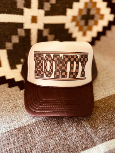 Howdy Checker Print Trucker Hat